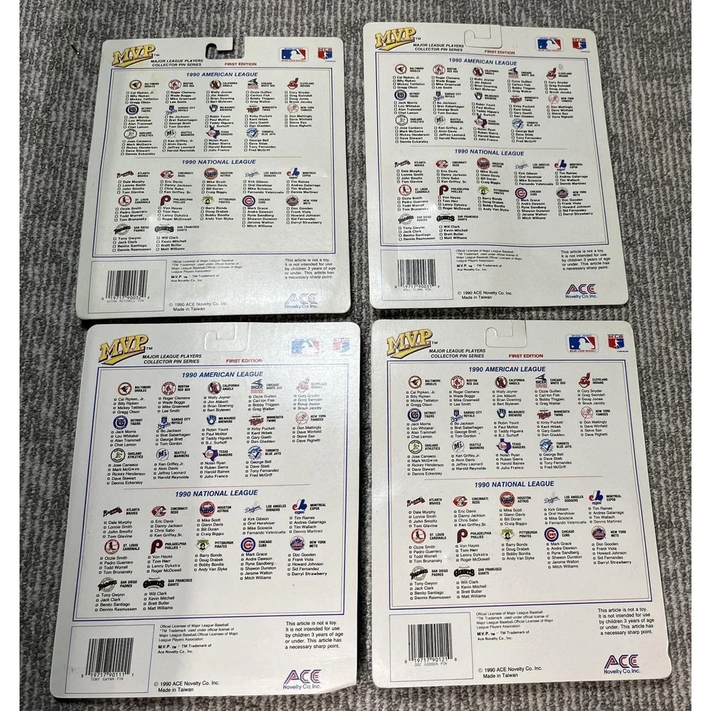 Vintage MLB MVP Pin Button Lot One Size Blue‎ Baseball ACE Novelty 1990 Set